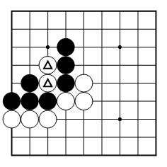 コツ：自分の石がアタリにならないように追いかける