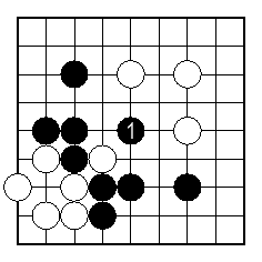 アタリにせず、相手の石の対角線上に打つ