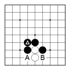 コツ②・自分の石にナナメができないように追いかける